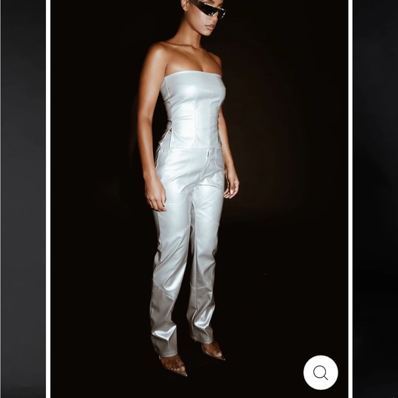 Murci Stitch Detail PVC Trousers in Luna - Picture 2 of 5